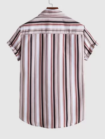Striped Print Short Sleeve Casual Shirt