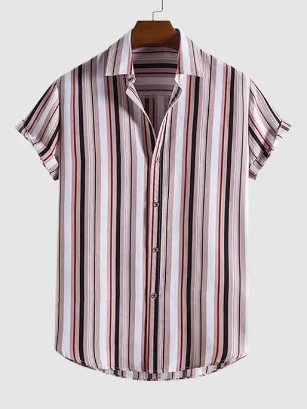 Striped Print Short Sleeve Casual Shirt