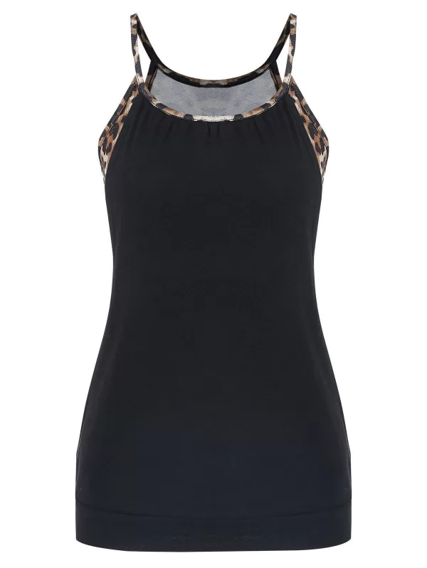 Stylish Spaghetti Strap Hollow Out Leopard Print Women's Tank Top