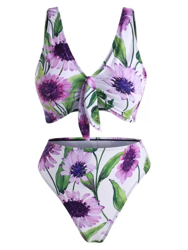 Sunflower Knot High Waisted Bikini Swimwear