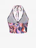 Swirl Print Halter Cinched Crop Tank Top