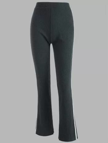 Tape Side High Waisted Slit Cuffs Pants