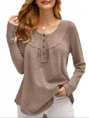 Textured Half Button Tunic Knitwear