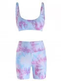 Tie Dye High Waisted Boyshorts Bikini Swimwear