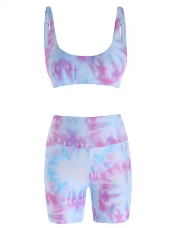Tie Dye High Waisted Boyshorts Bikini Swimwear