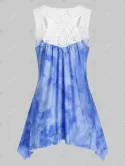Tie Dye Lace Panel Asymmetrical Tank Top