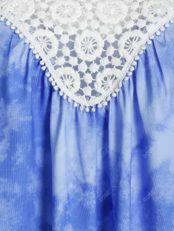 Tie Dye Lace Panel Asymmetrical Tank Top