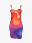 Tie Dye Ombre Bustier Slinky Cami Dress