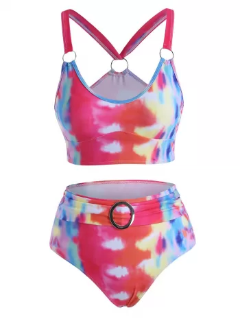 Tie Dye Rings Tankini Swimwear