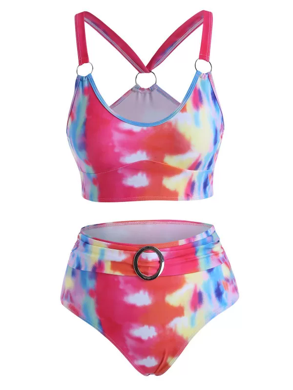 Tie Dye Rings Tankini Swimwear