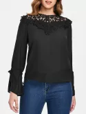 Tie Sleeve Lace Panel Blouse