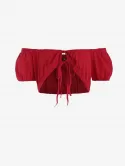 Ties Cut Out Off Shoulder Cropped Blouse