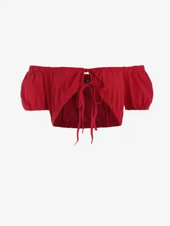 Ties Cut Out Off Shoulder Cropped Blouse