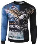 Trendy Round Neck 3d Eagle Pattern Slimming Long Sleeve Cotton Blend Sweatshirt For Men