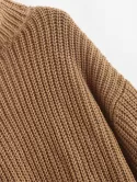 Turtleneck Wrap Back Chunky Drop Shoulder Sweater