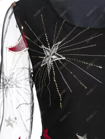 Unicorn Star Embroidered Sequin Panel Mesh Dress