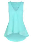 V Neck High Low Surplice Tank Top