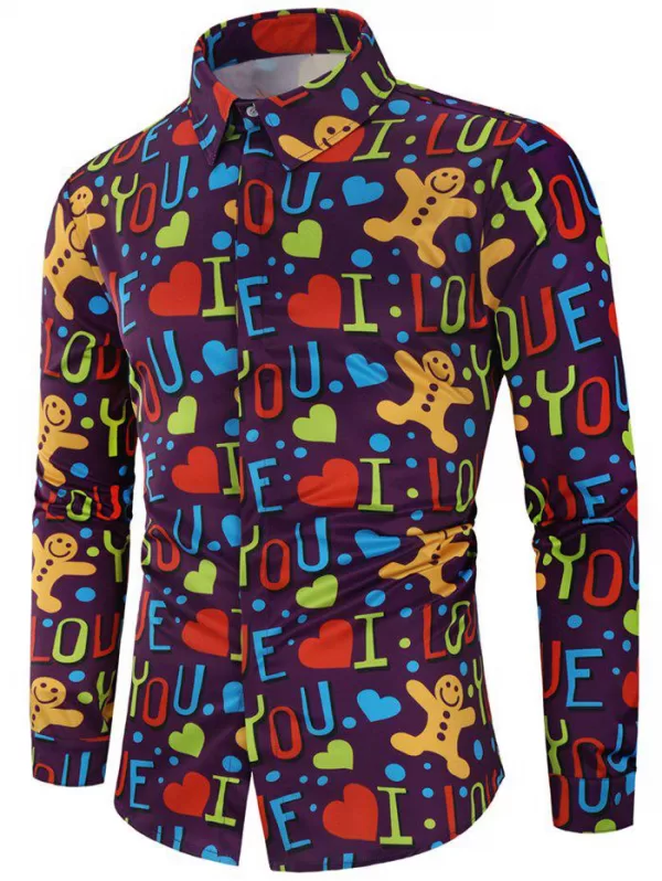 Valentine's Day Letters Heart Print Casual Shirt