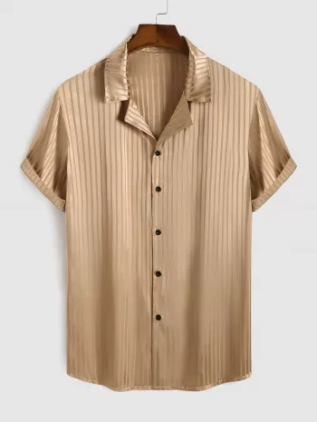 Vertical Stripe Printed Satin Shirt