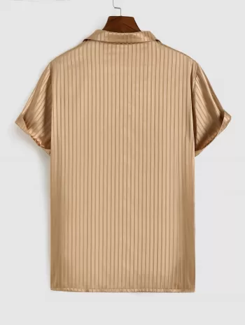 Vertical Stripe Printed Satin Shirt