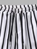 Vertical Striped Pattern Casual Drawstring Shorts