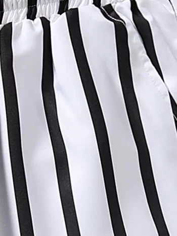 Vertical Striped Pattern Casual Drawstring Shorts