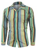 Vintage Striped Pocket Long Sleeve Shirt