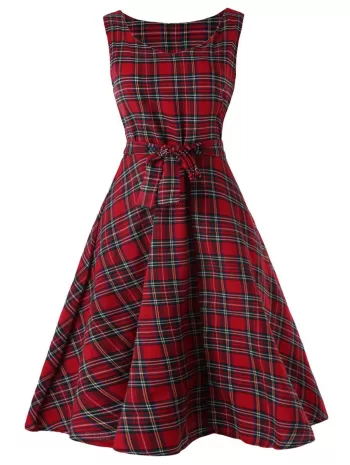 Vintage Tartan Mid Swing Dress