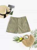 Zipper Fly Straight Cargo Shorts