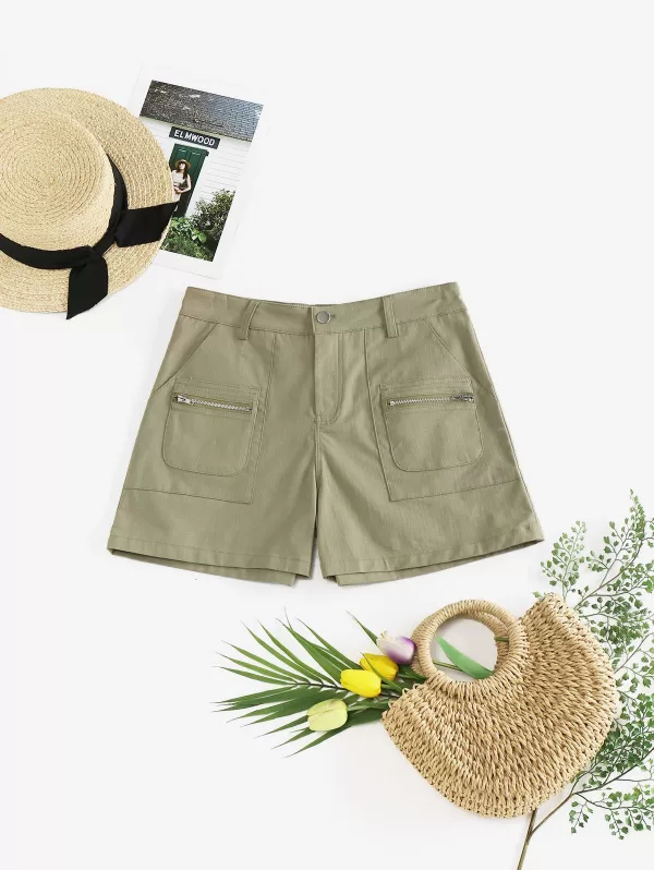 Zipper Fly Straight Cargo Shorts